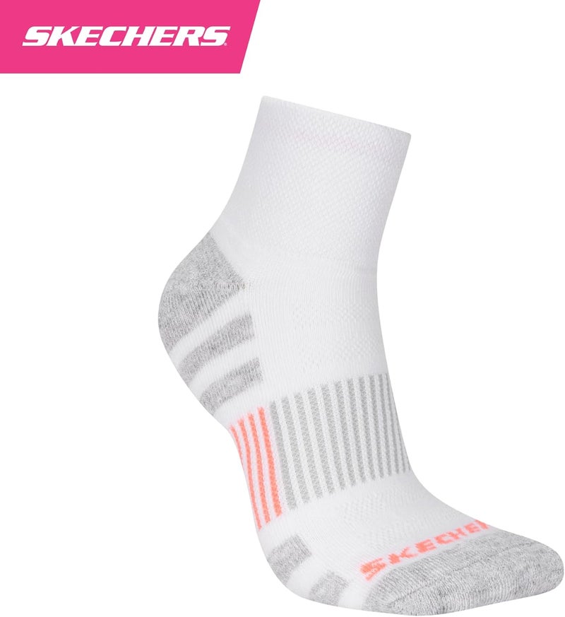 SKECHERS جوارب نسائية عالية الربع من مجموعة العمل 8 قطع، مع وسادة إضافية وتهوية شبكية - Image 5